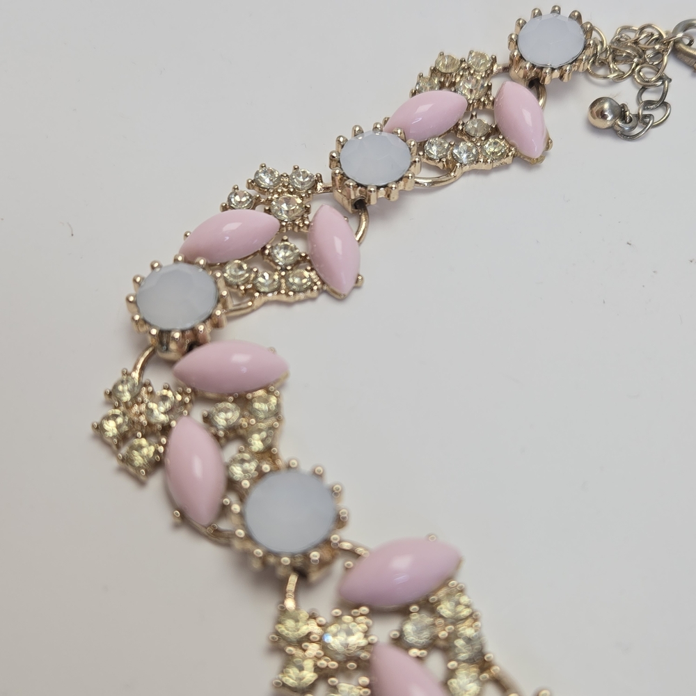 H&M Necklace Elegant Pink and Gold  Heavy Fashion Jewelry Yellow Diamond